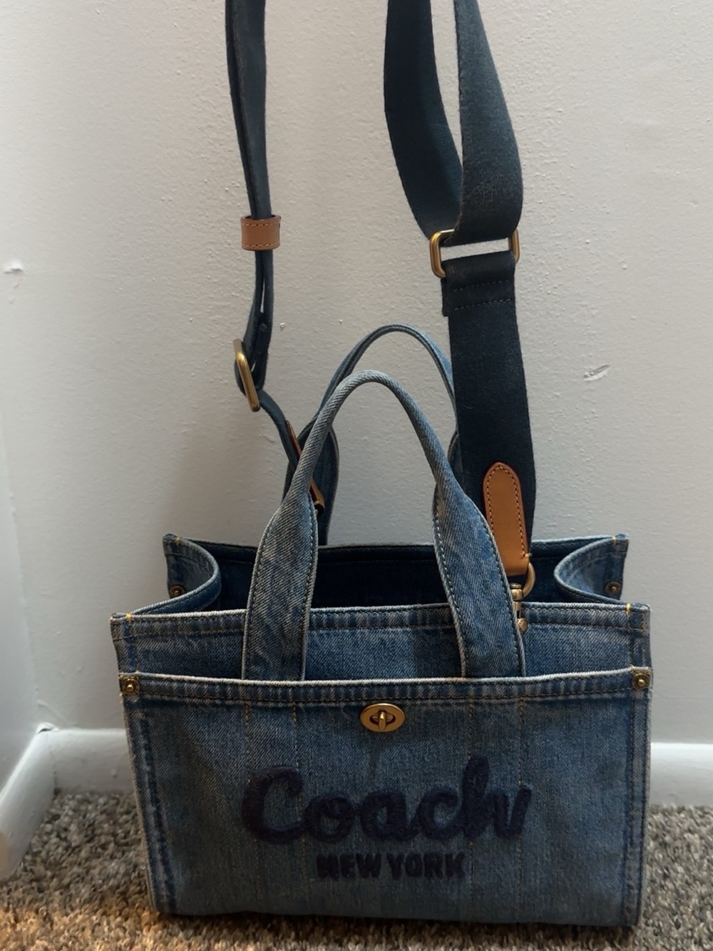 Coach Denim Mini Tote in Light Blue with Blue Strap - Picture 3 of 4